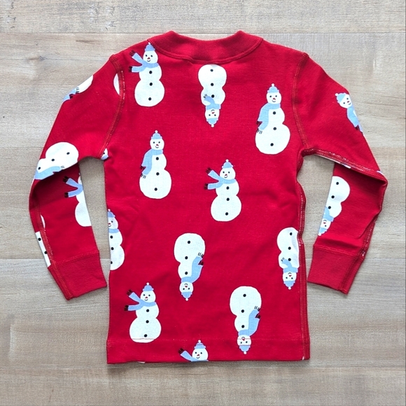 NWT! Hanna Andersson Snowmen on Red Long John Pajama Set - Size 2T - Picture 3 of 10